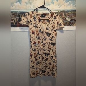 Living dead souls tattoo print cap sleeve dress